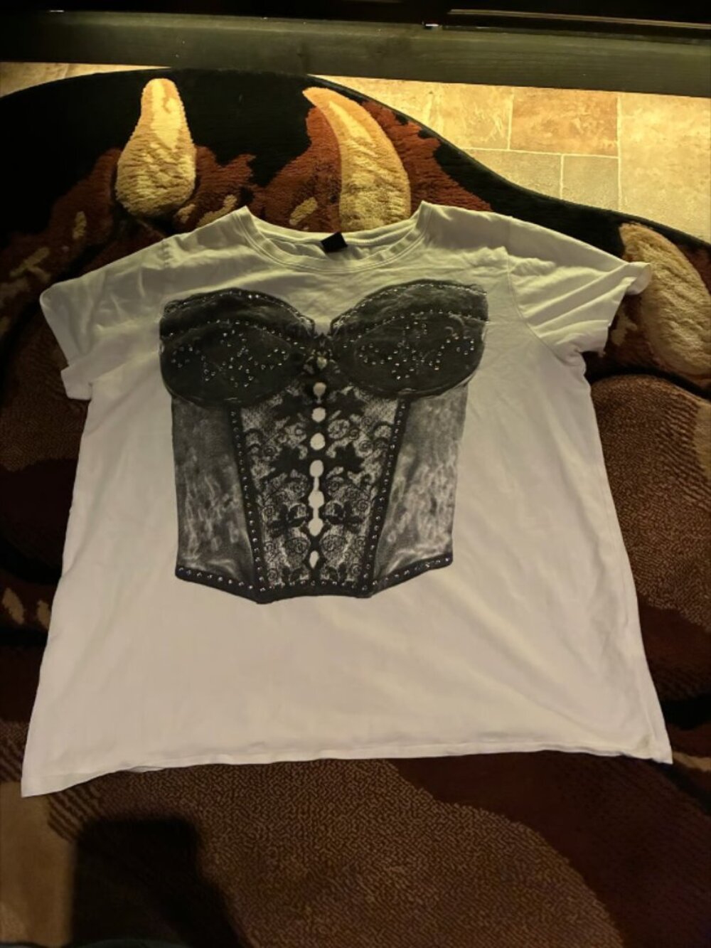 Corset print plus size t-shirt
